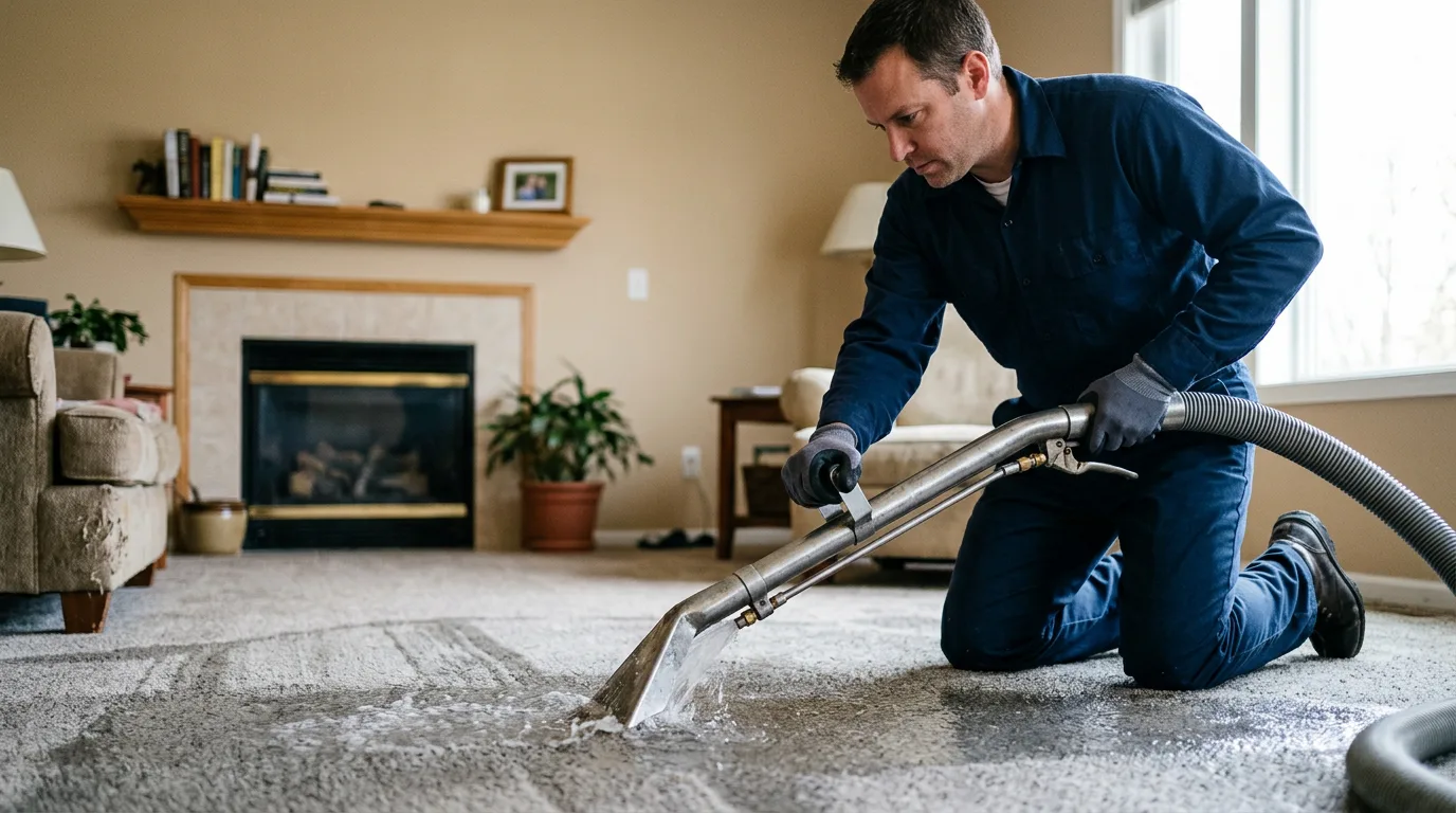 Water damage restoration technician working near Putnam, IL